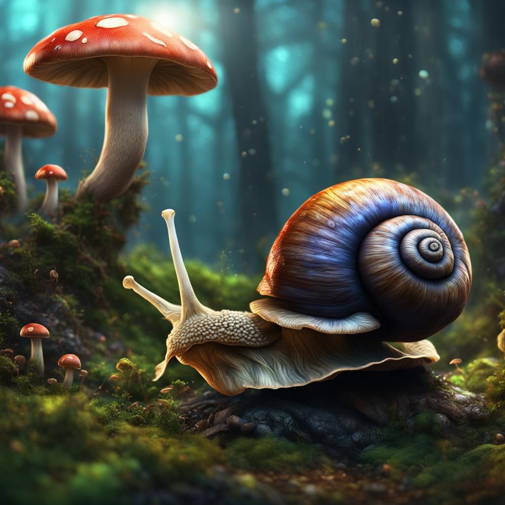 Mushroom Snail: Detailed Fantasy Concept Art