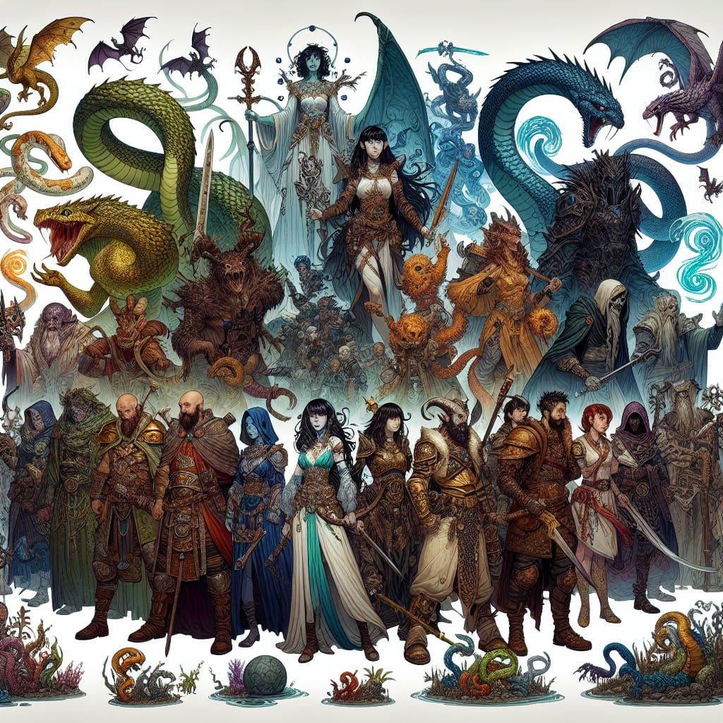 Fantasy RPG Heroes in Watercolor-Style Combat