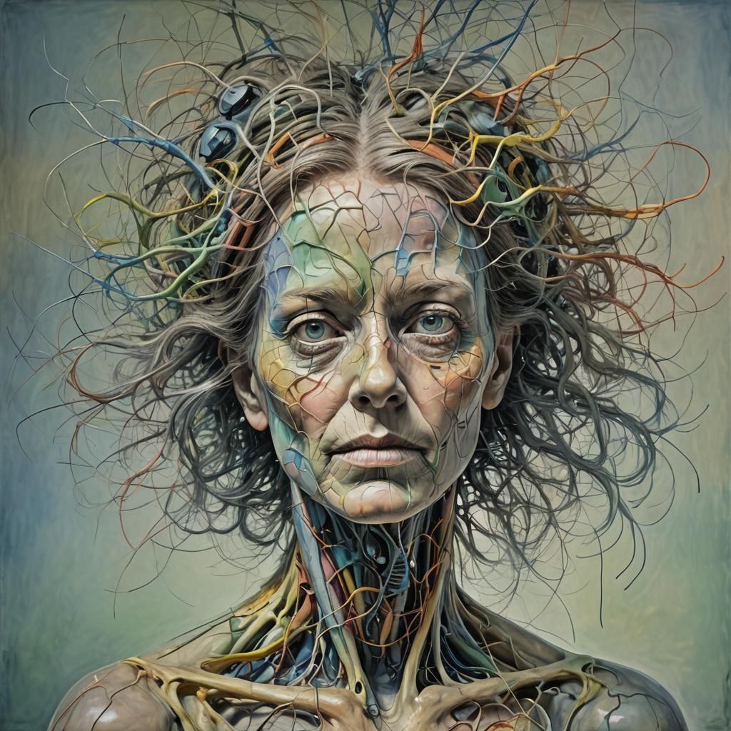 Neurographic Art of Damaged Nerves in Pastel Mist