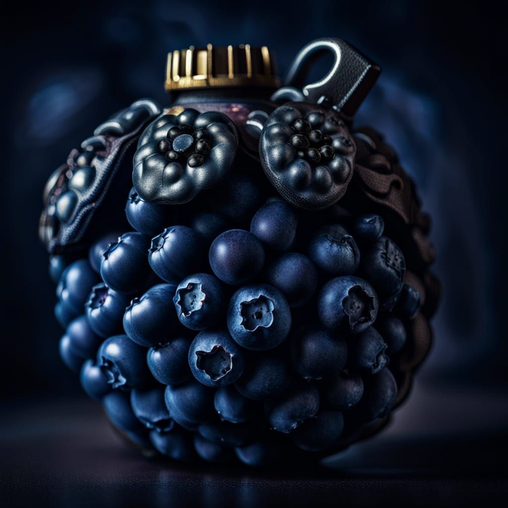 Hyperrealistic Blueberry Hand Grenade in HDR