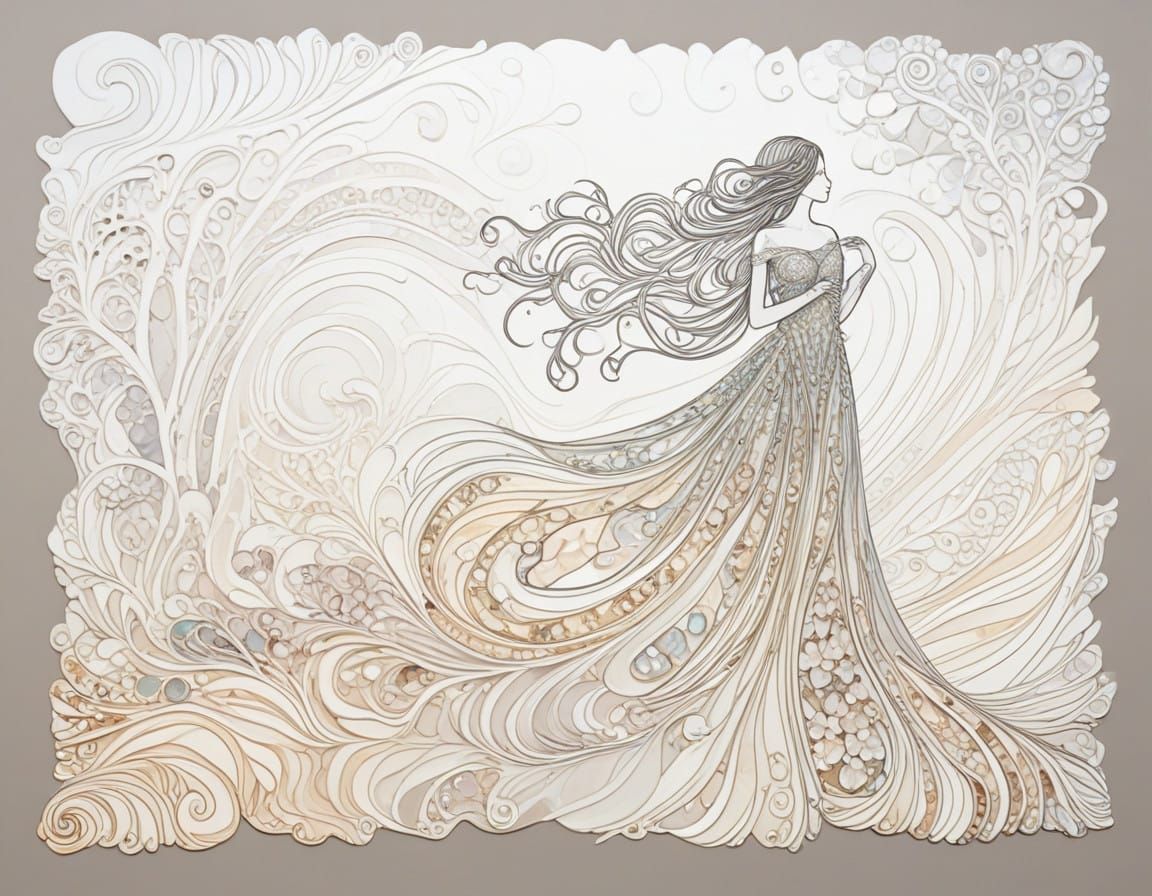 Impasto Painting of a Woman in Crystal Serenity