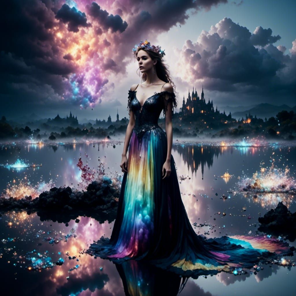 Dramatic Rainbow Sky Reflected in Water