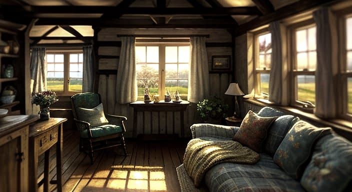 Thomas Kinkade Style Cottage Landscape