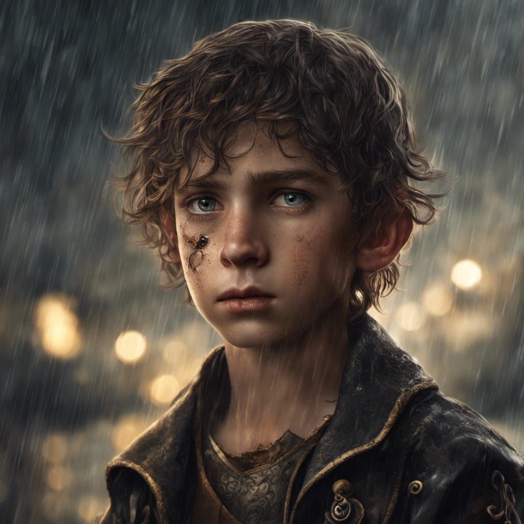 Sickly Pirate Boy in Rain: Detailed Matte Painting