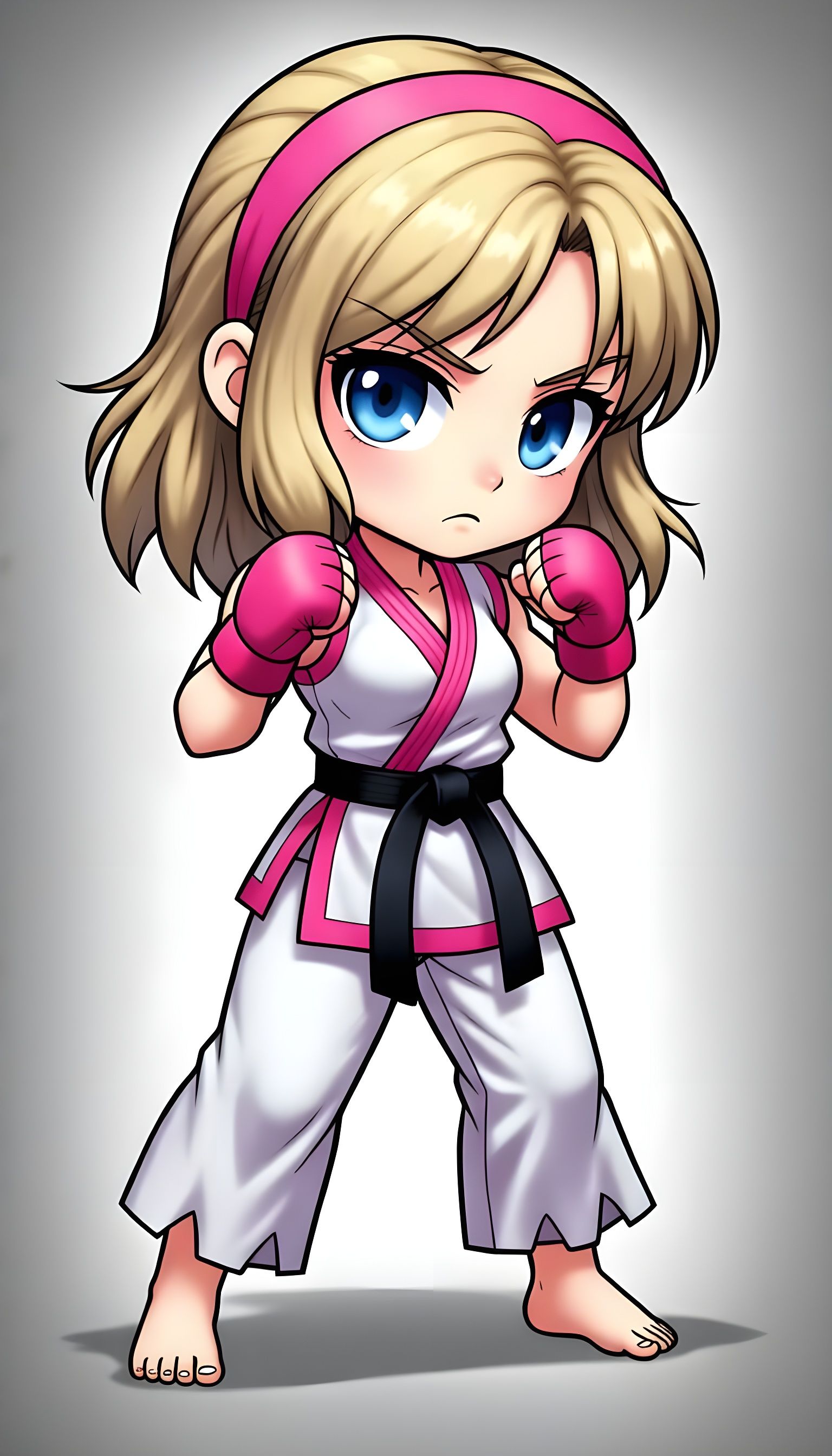 Chibi Fighter Girl in Anime Style