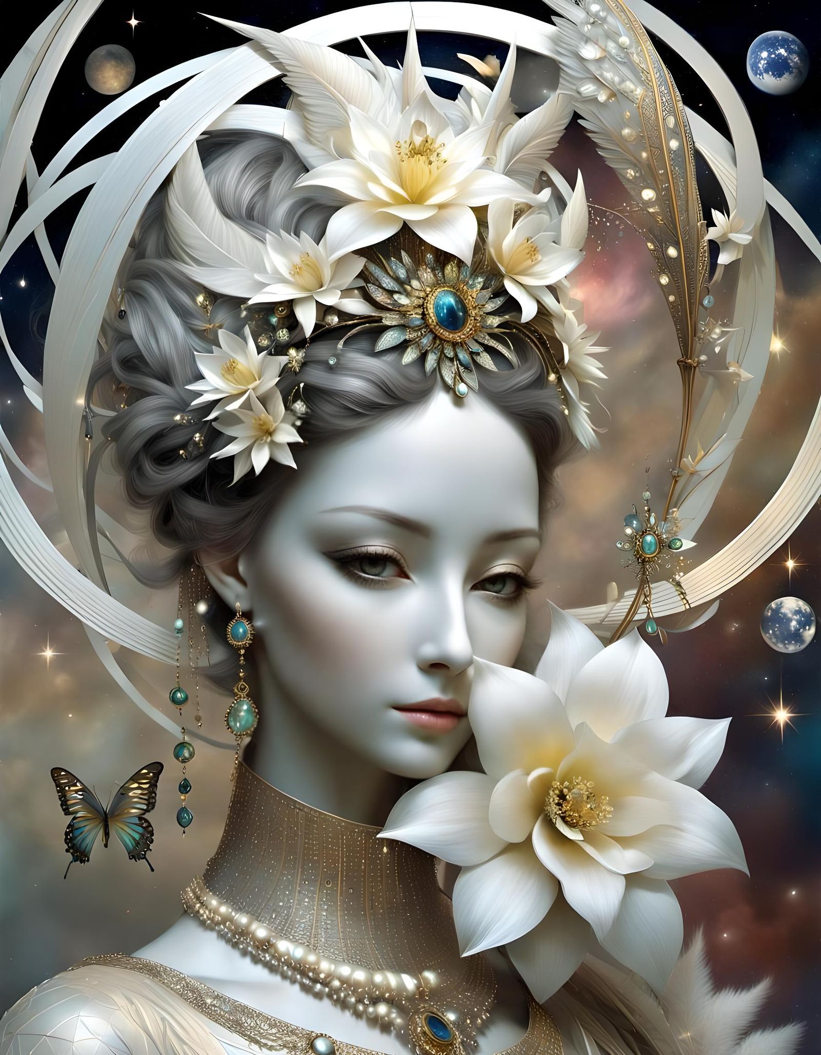 Surreal Anthropomorphic Figures in Dreamlike Landscape