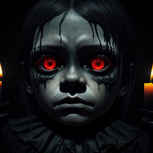 Eerie Child in Darkness: A Surreal Macro Shot