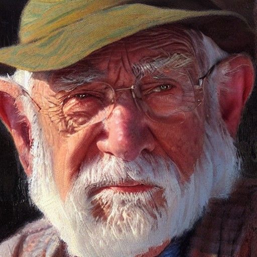 Wise Old Man Portrait in Oil Painting Style