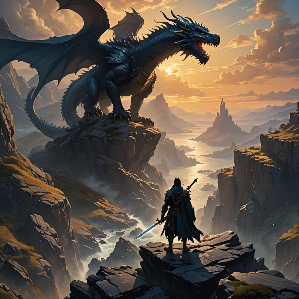 Epic Dragon Confrontation in a Fantasy Kingdom