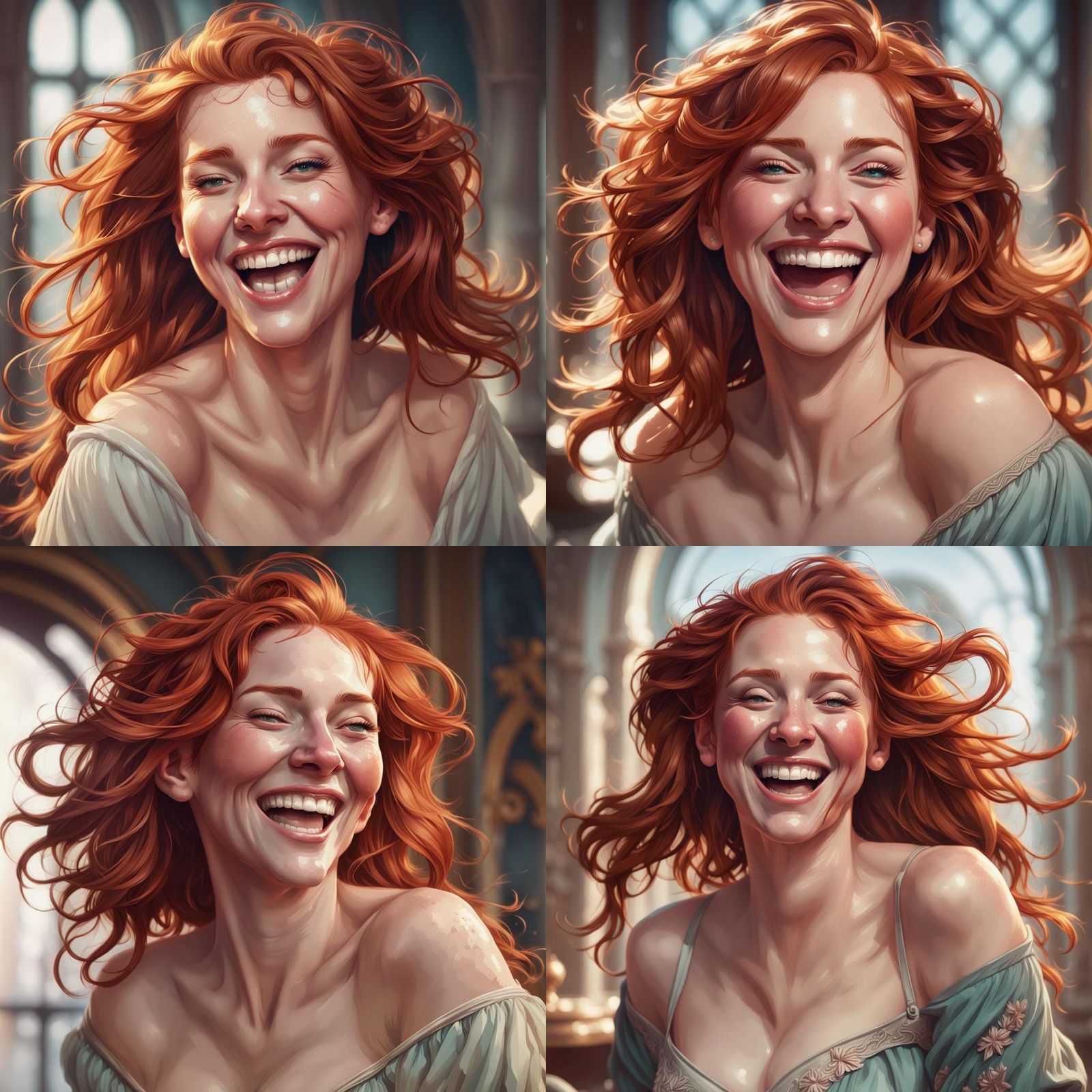 Joyful Redhead Portrait in Hyperdetailed Style