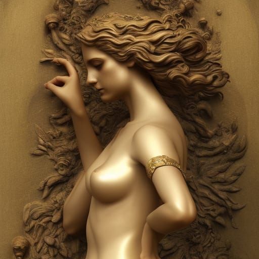 Bronze Aphrodite Statue in Dark Fantasy Style