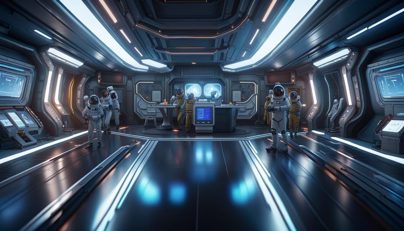 Hyperdetailed Spaceship Deck in Spacecore Style