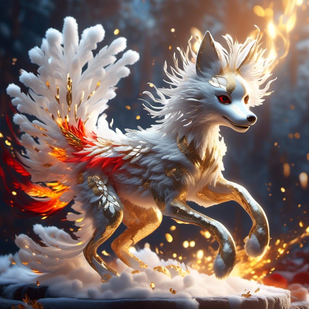 Elegant Silver Fox Running in Golden Sunlight