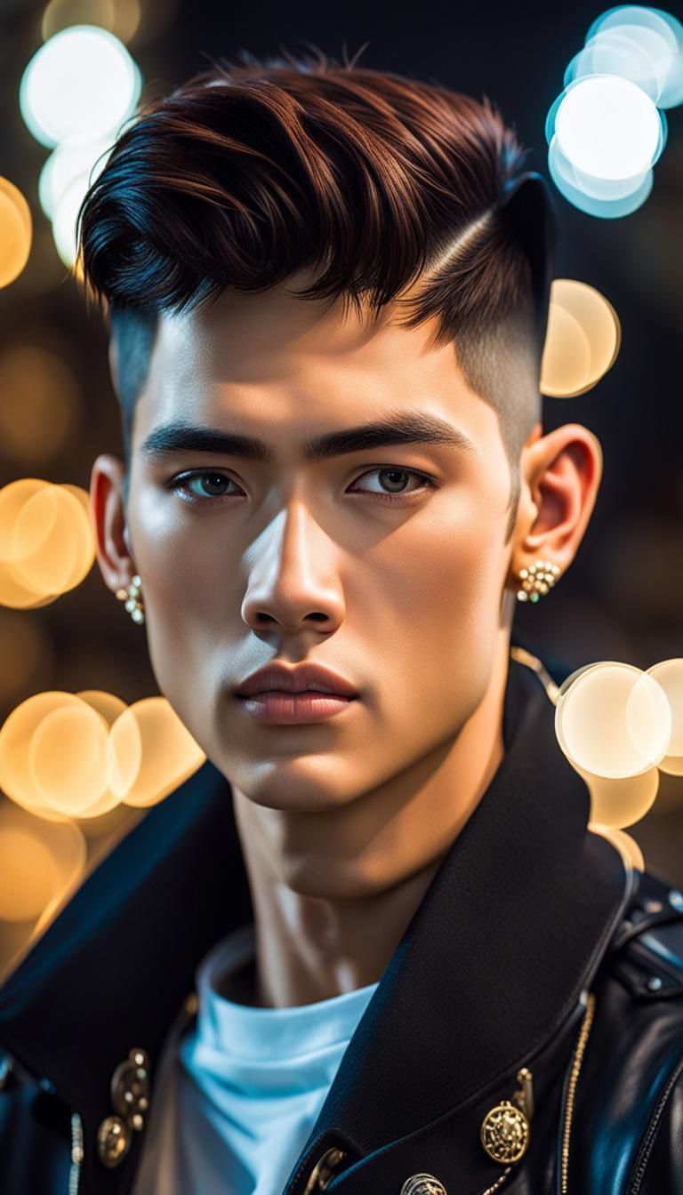 Glowing Filipino Man in Paradise at Sunrise