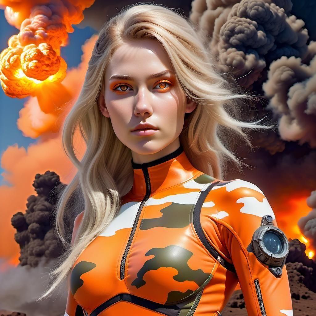 Venusian Teen in Camo Bodysuit: Hyperrealistic Concept Art