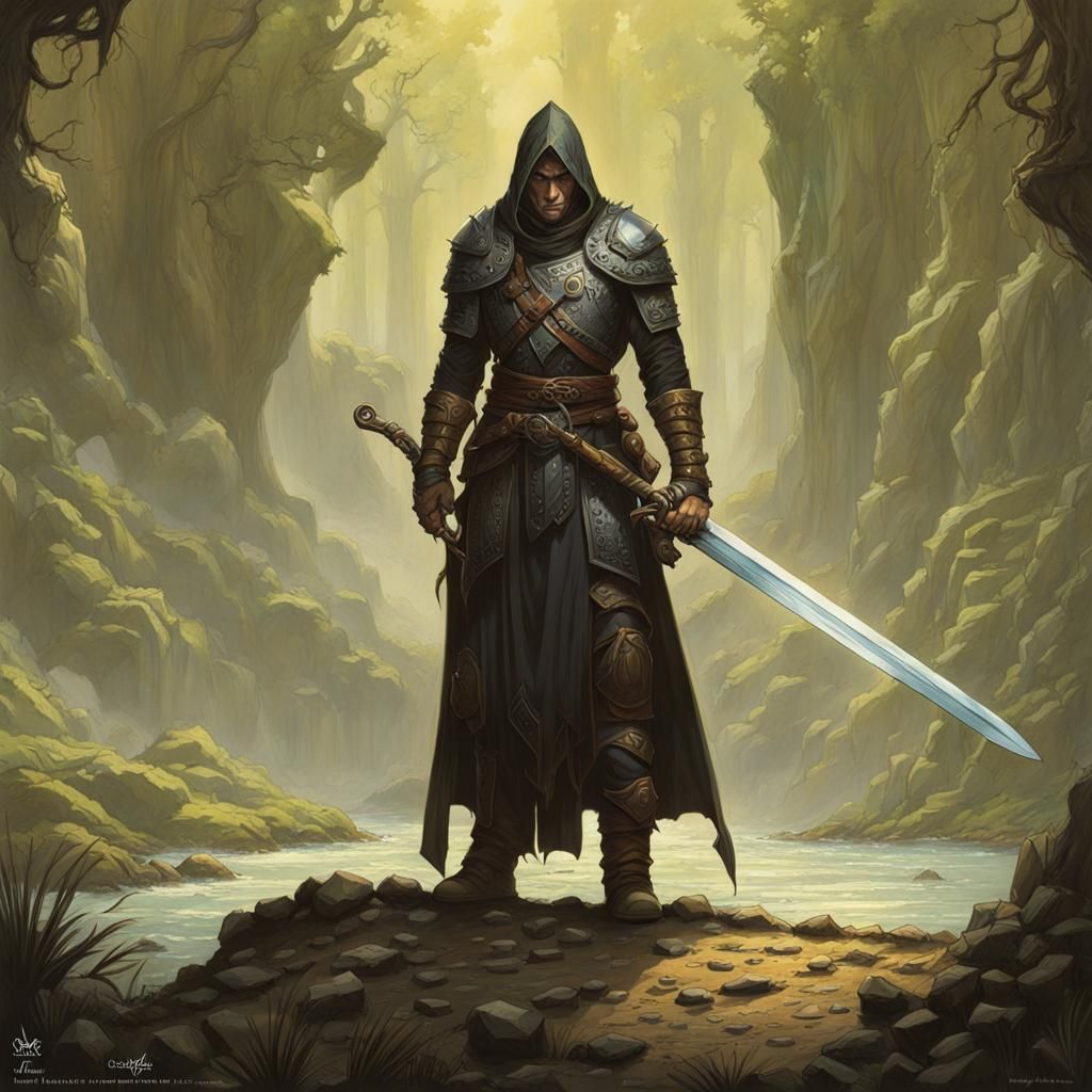 Sinister Fantasy Warrior with Sword of Fatigue