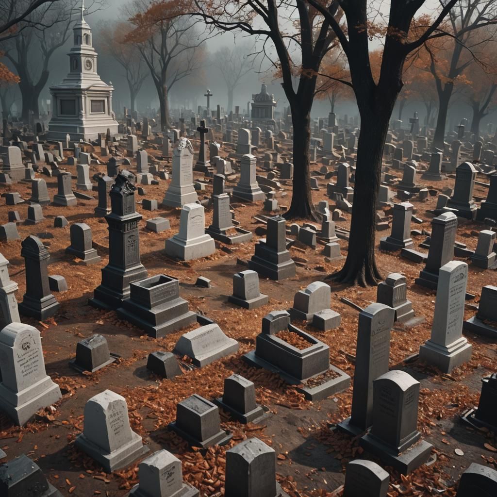 cybercriminals being buried in a dunkin' donuts cemetery