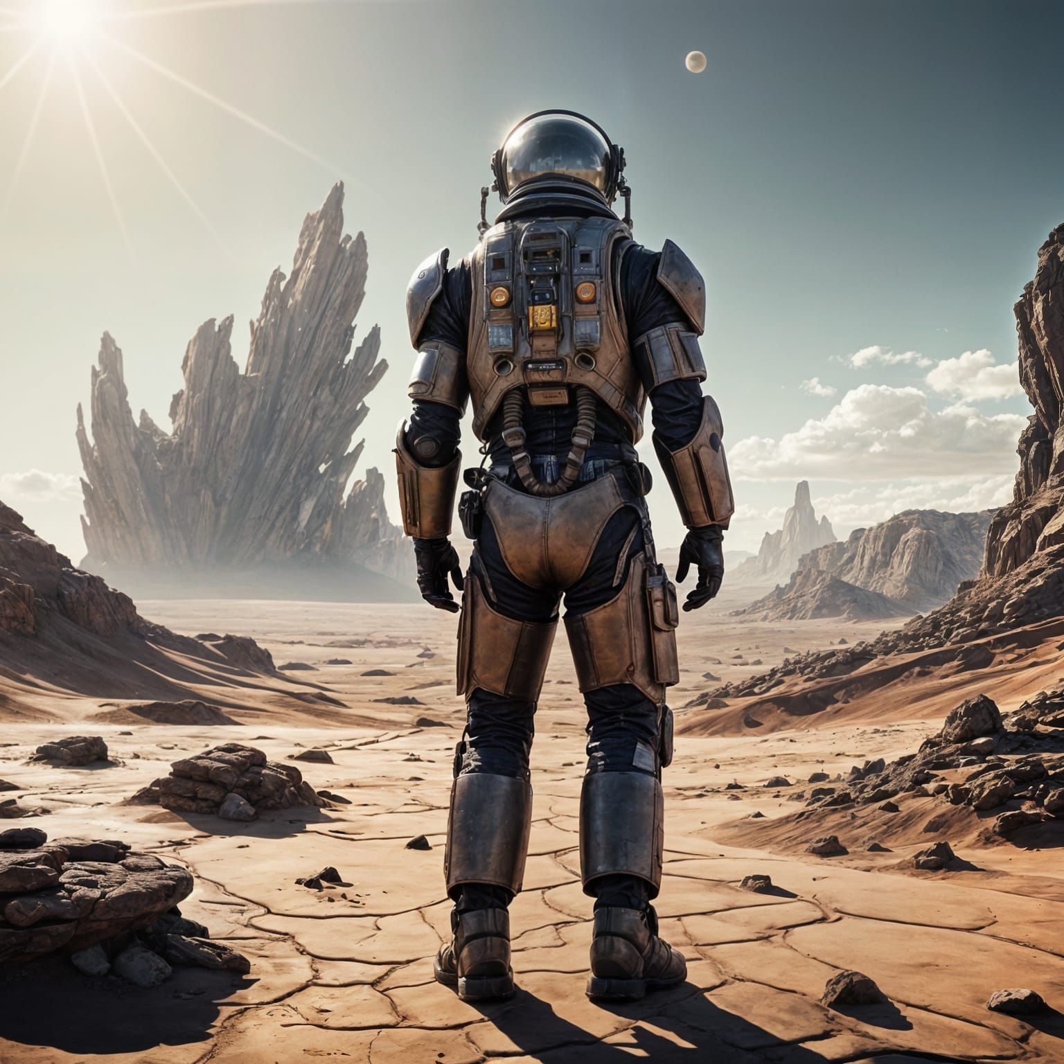 Sci-Fi Pilot on Alien Planet with Giant Mech