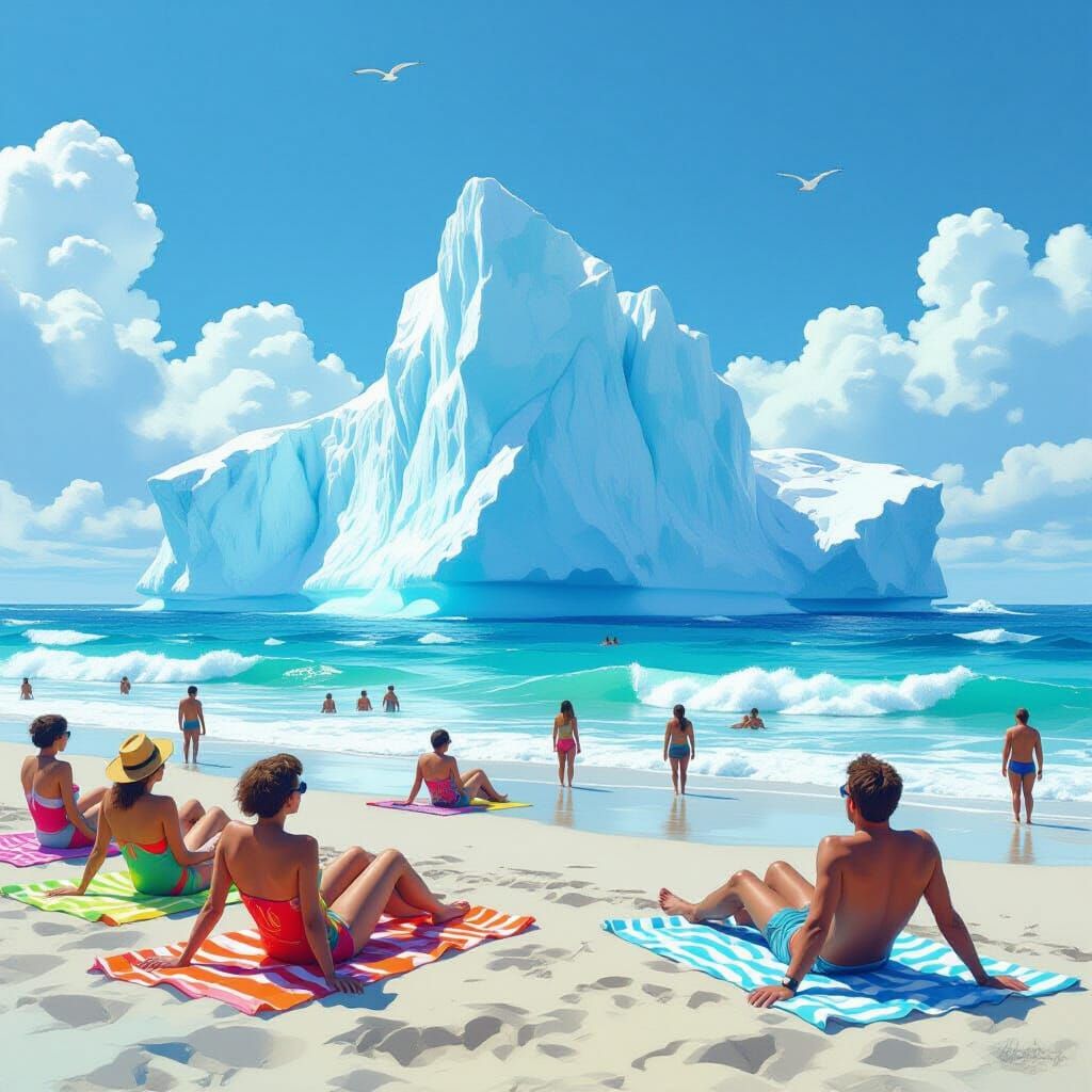 Tourists Watch Crumbling Iceberg Approach Shore