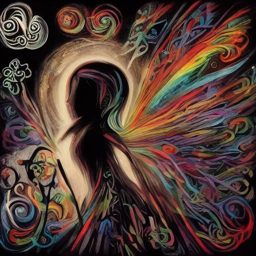 Celtic Knotwork Raven Silhouette in Crayon Style