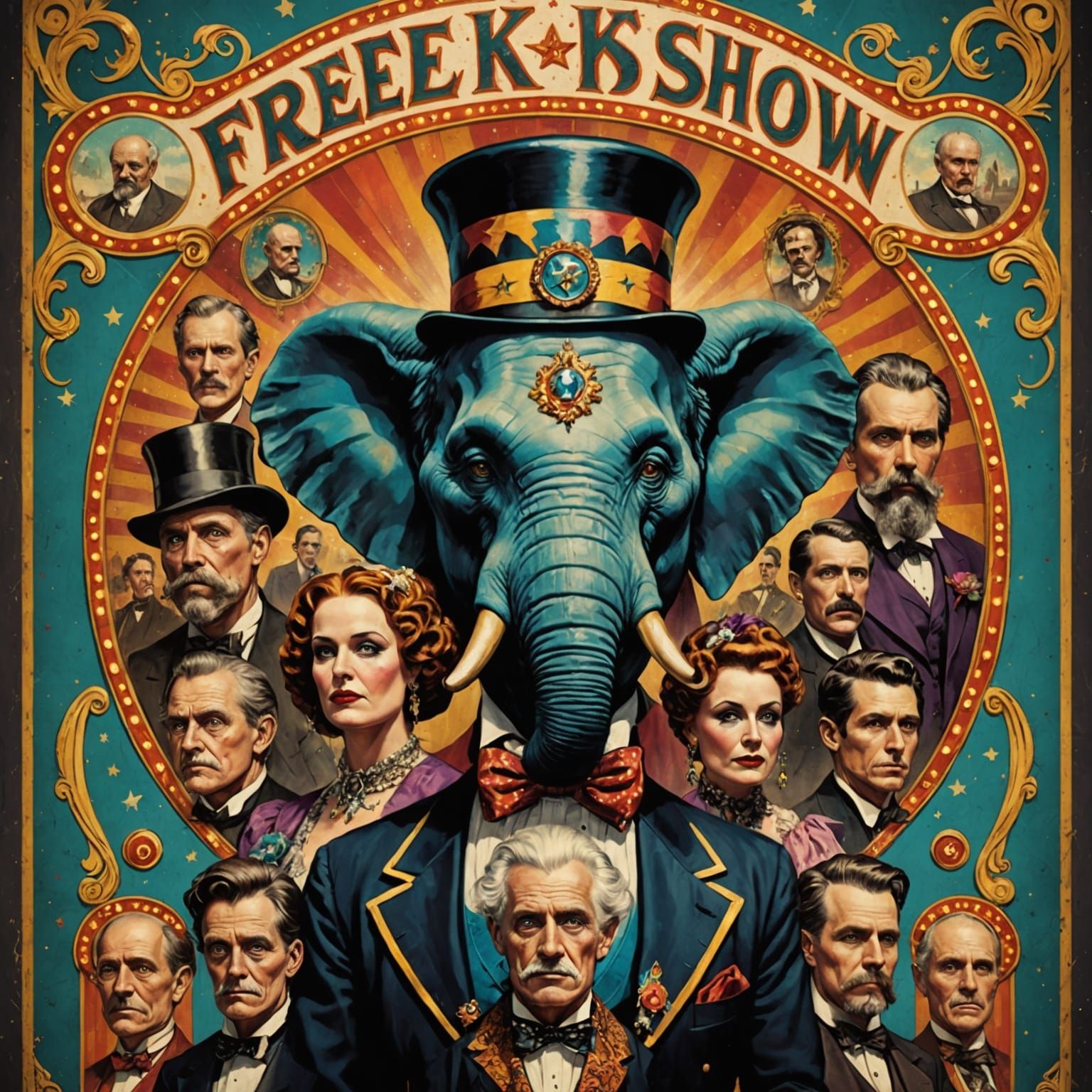 Vintage Carnival Poster for The Freak Show