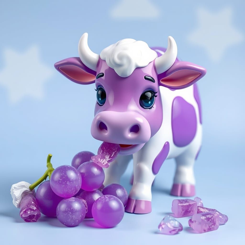 Purple Cow Enjoying Grape Laffy Taffy