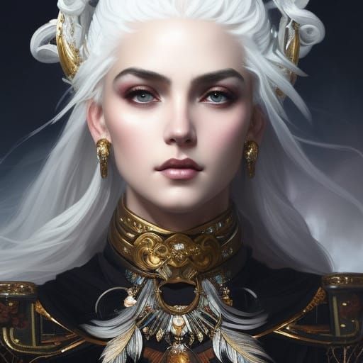 Goddess with Branch Crown, Hyperdetailed Portrait