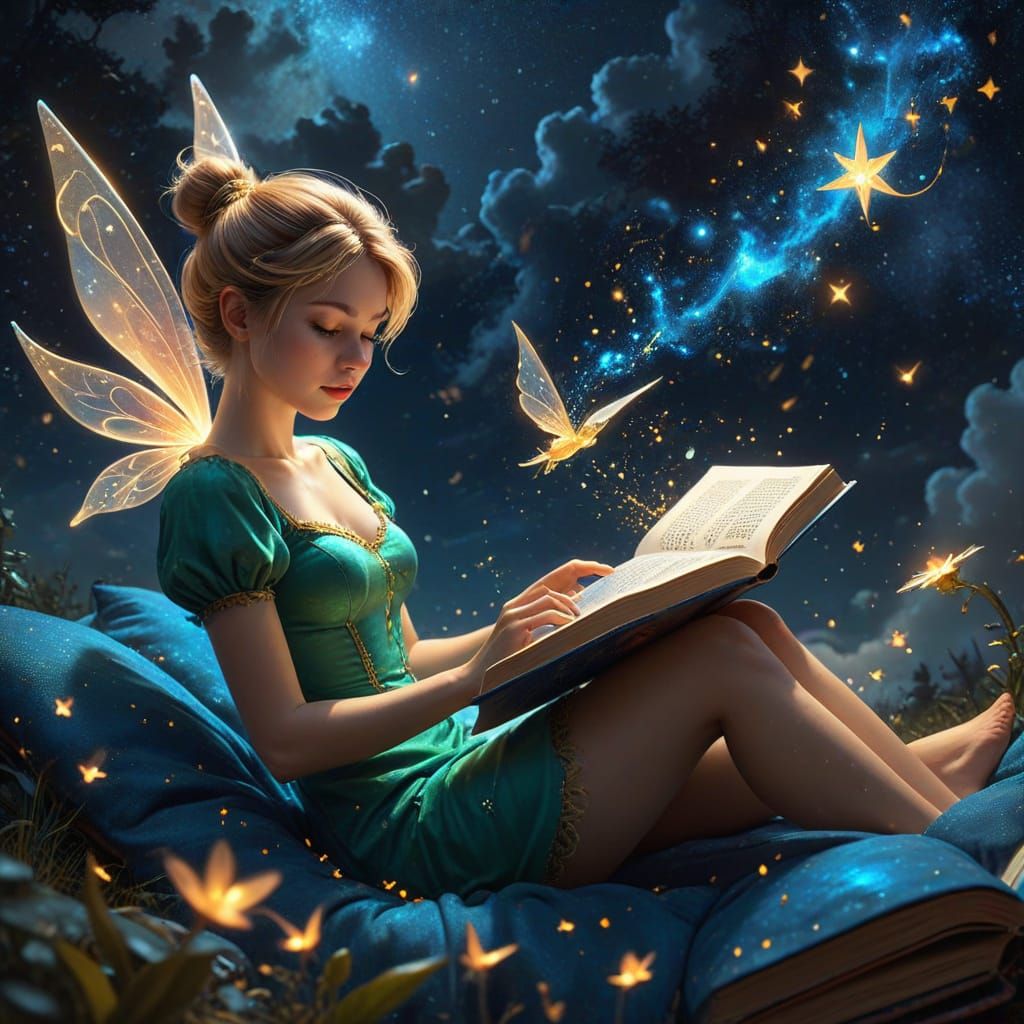 Dreamy Whispers: A Young Woman's Enchanted Reading Nook