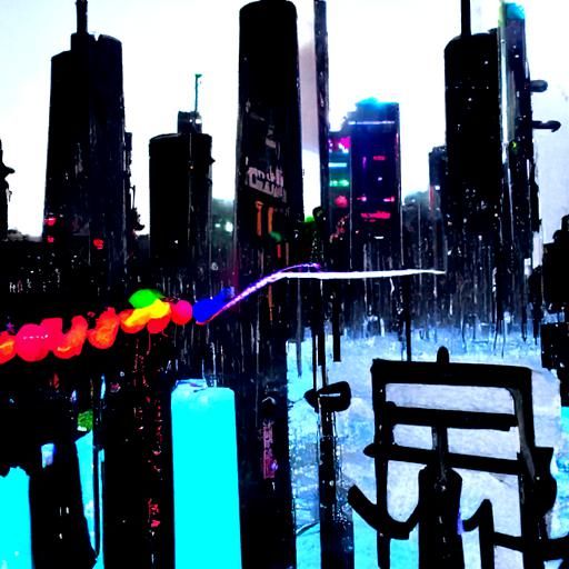 Vibrant Neon Rain Art