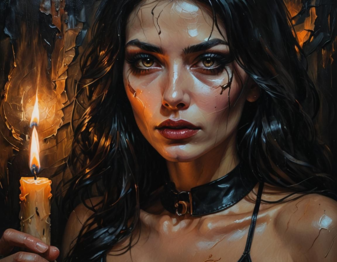 Mystical Portrait: Woman Hypnotized by Candlelight