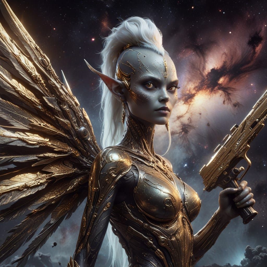 Futuristic Alien Fairy Cyborg Portrait