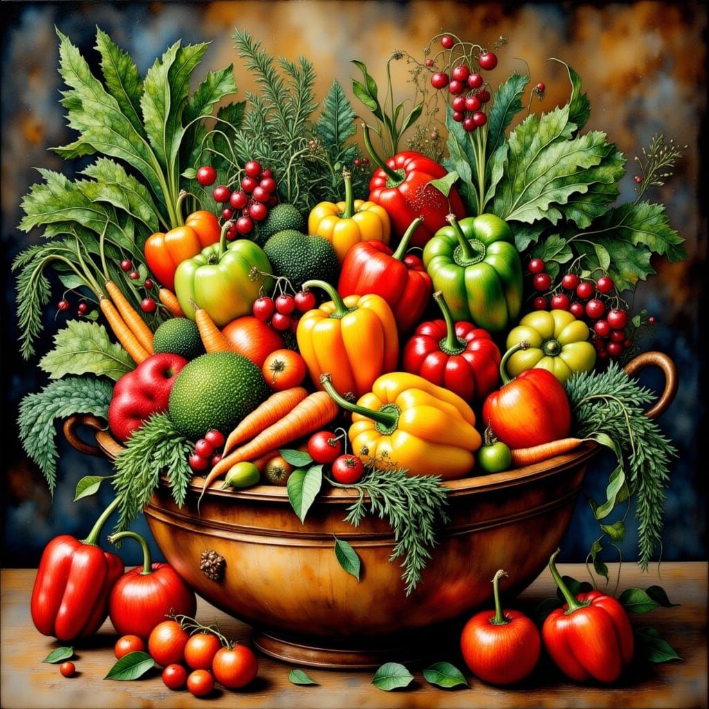 Ethereal Vegetable Still Life in Whimsical Watercolor