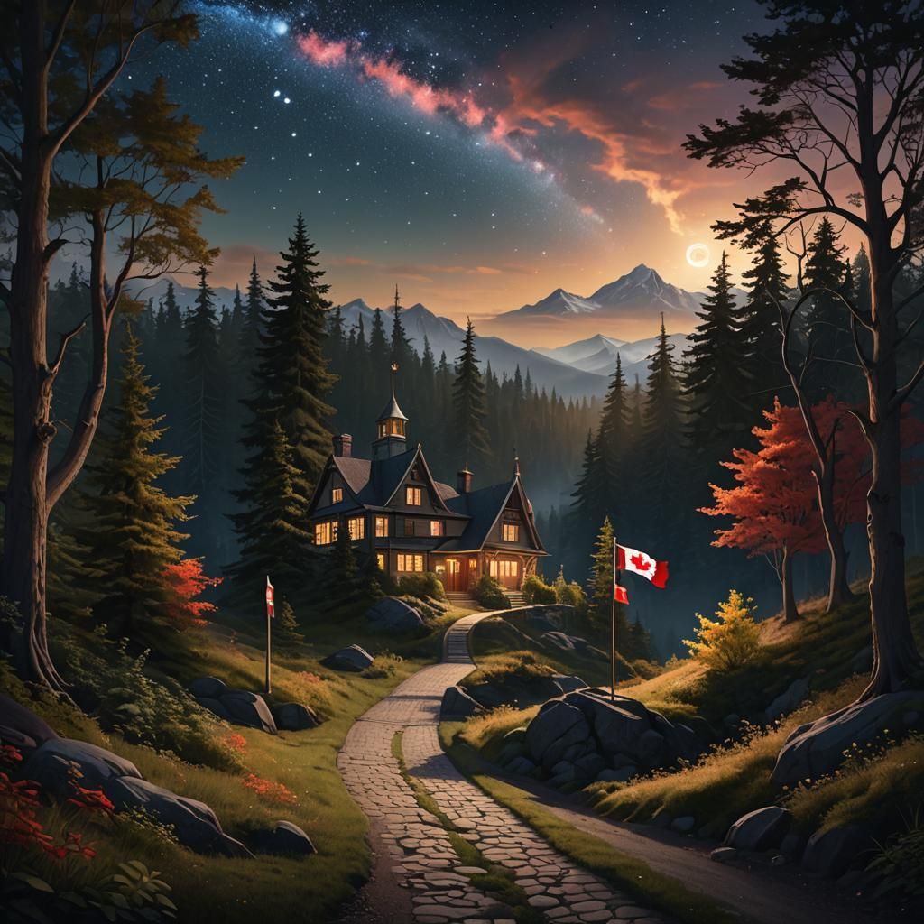 Starry Path to School: Fantasy Concept Art