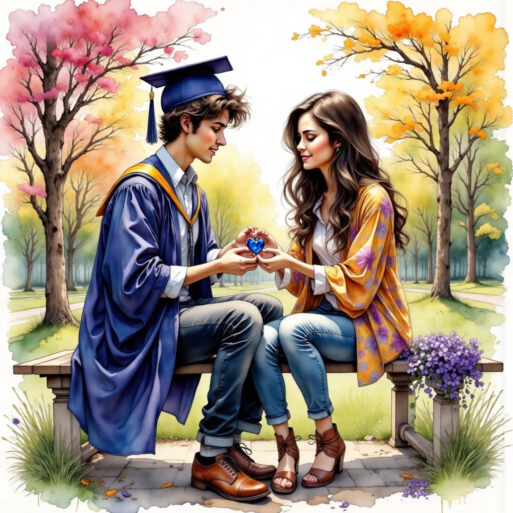 Heartfelt Graduation Gift in Watercolor Alcohol Ink Style