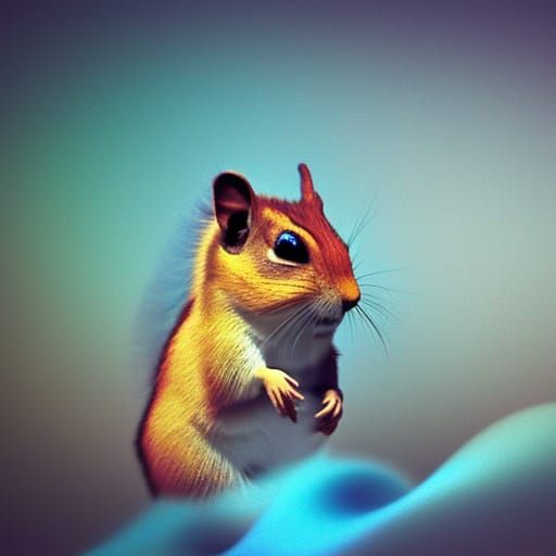 Radiant Winged Chipmunk: Psychedelic 3D Rendering