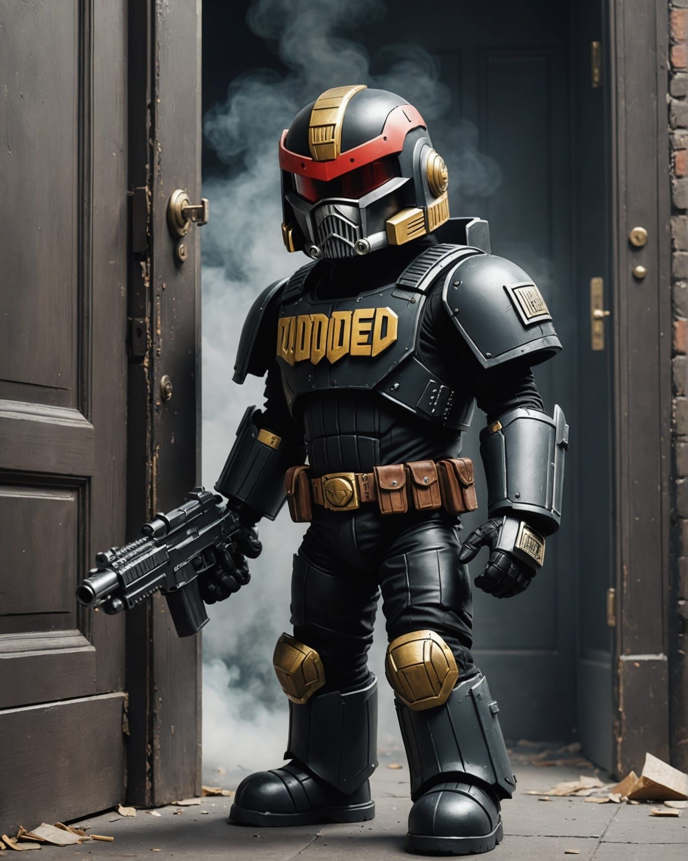 Judge Dredd Teddy Bear Anime Illustration