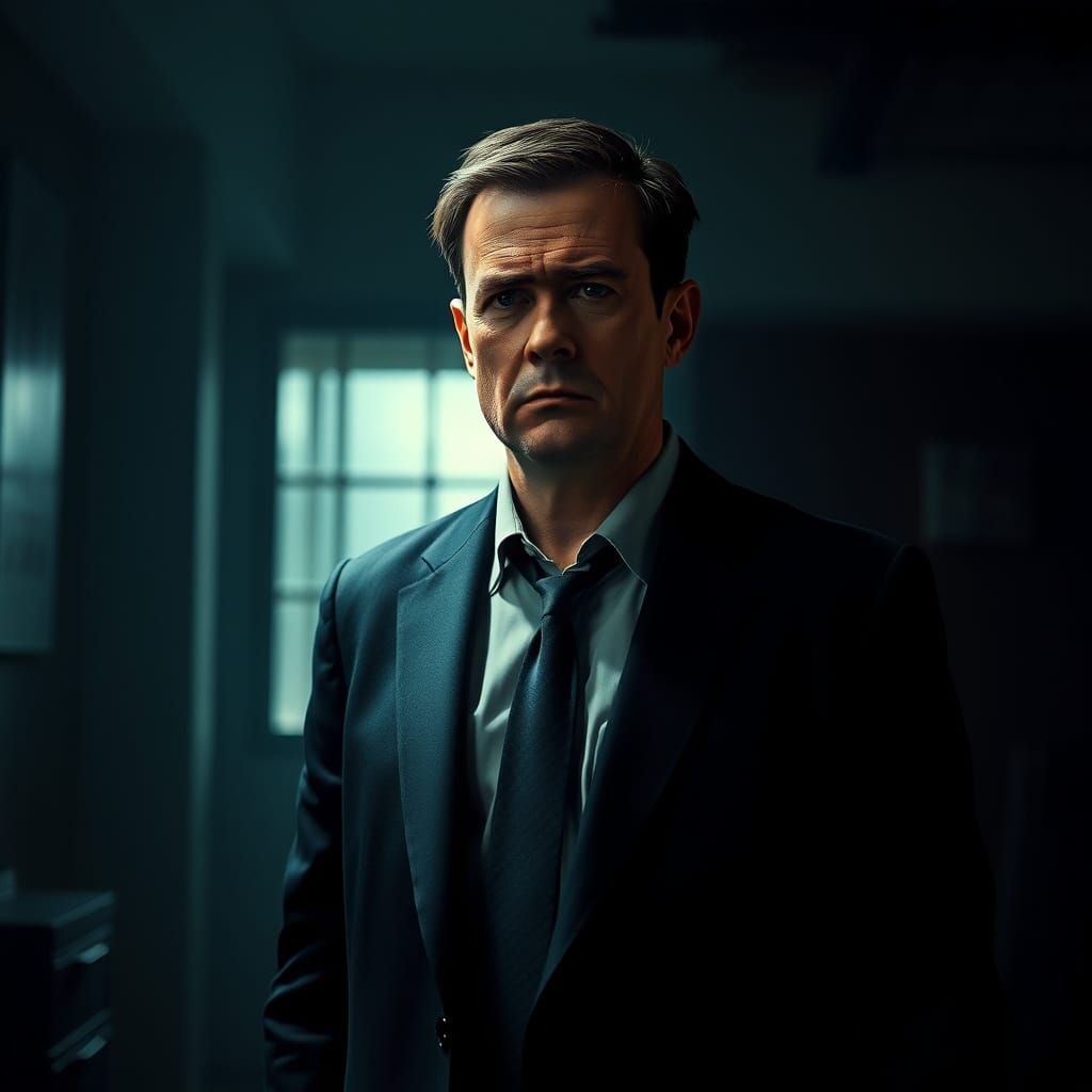 Mysterious Figure in a Darkened Room