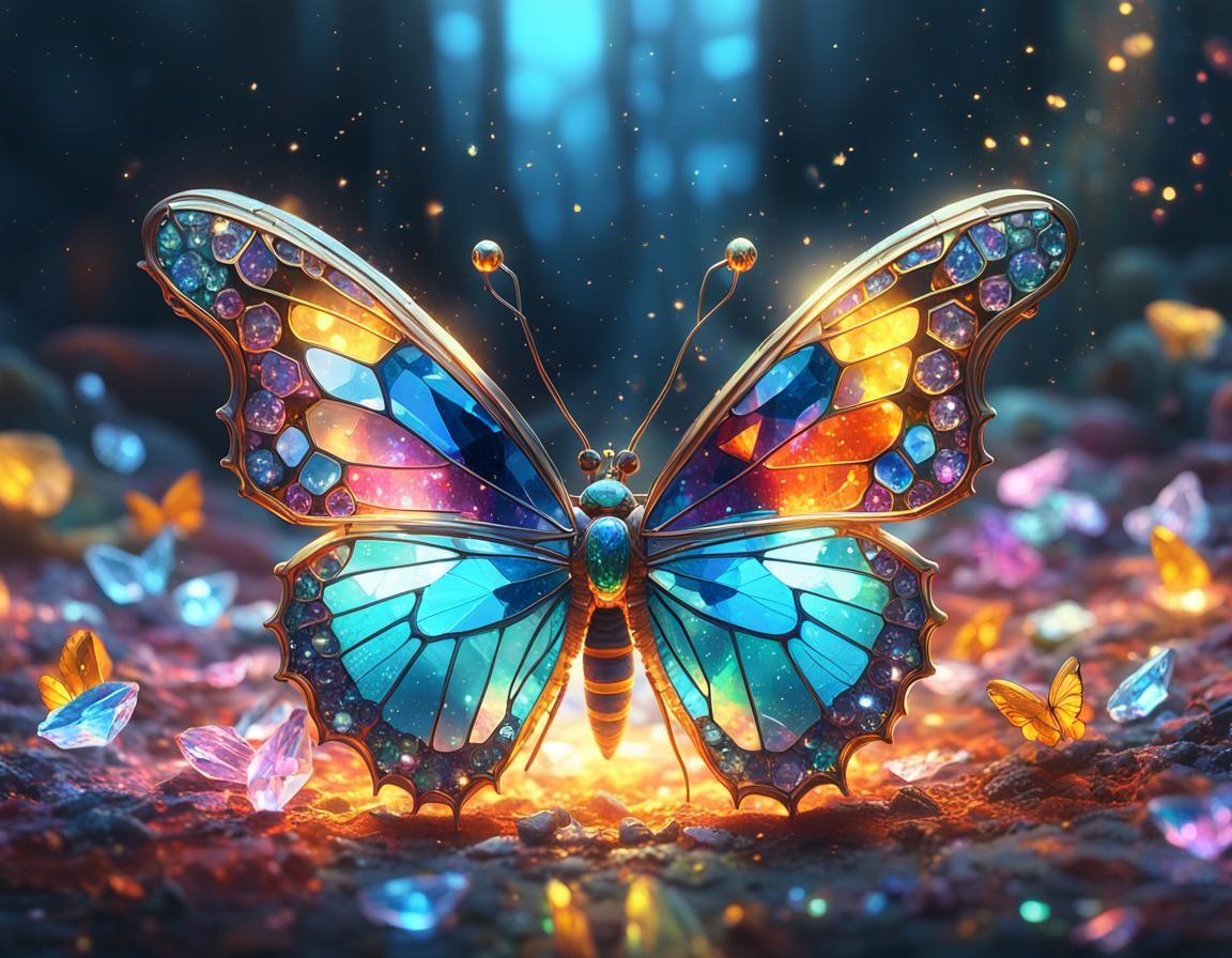 a butterfly made of colorful Austrian crystal