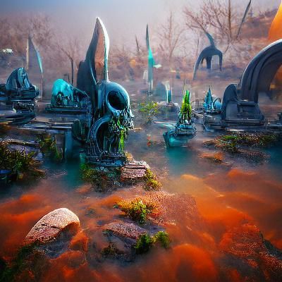 Surreal Fantasy Graveyard Honors Fallen Alien Legends in Dee...