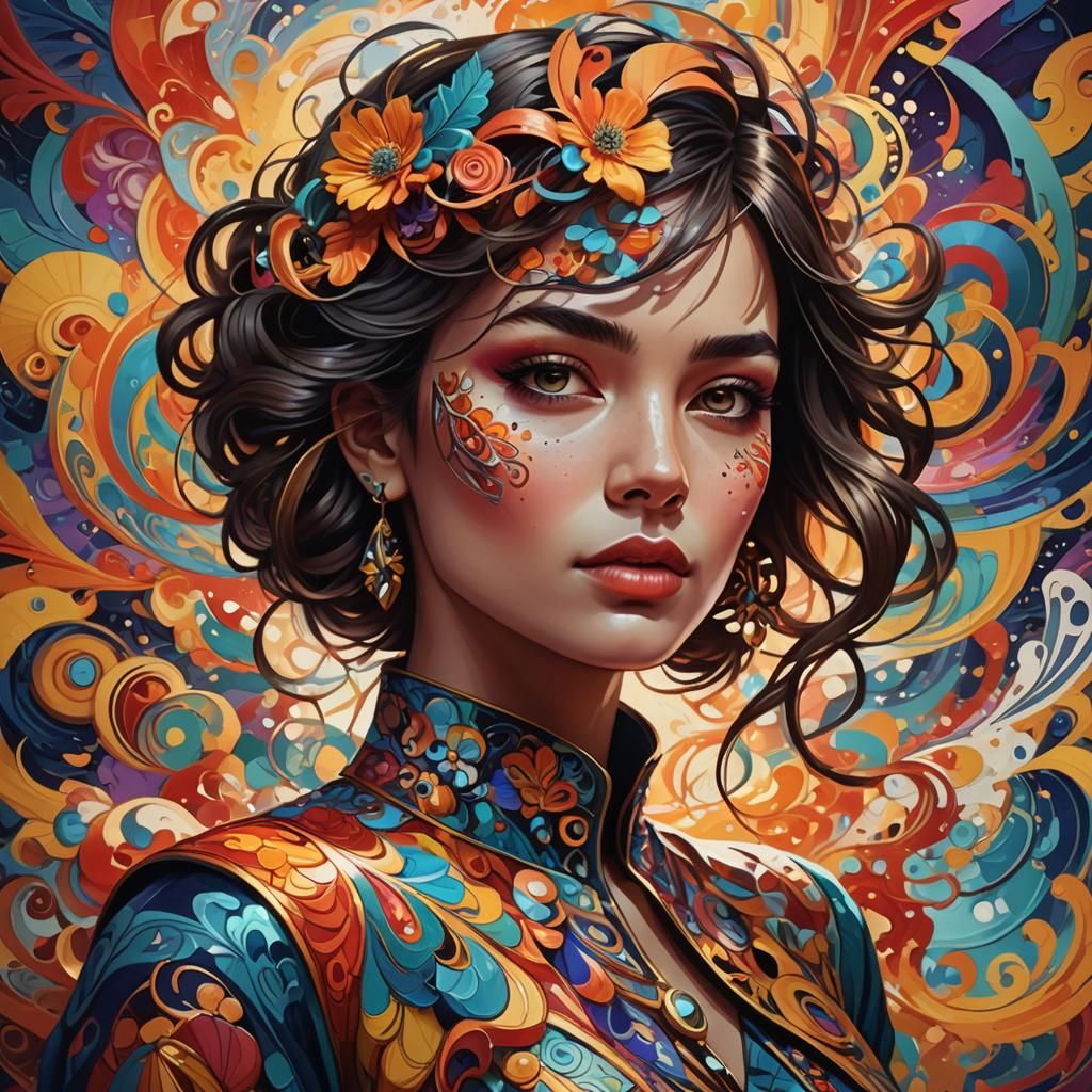 Hyperrealistic Woman in Art Nouveau Style