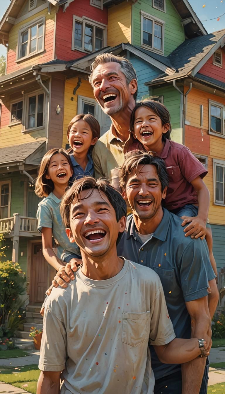 Happy Family Portrait in Hyperrealistic Style