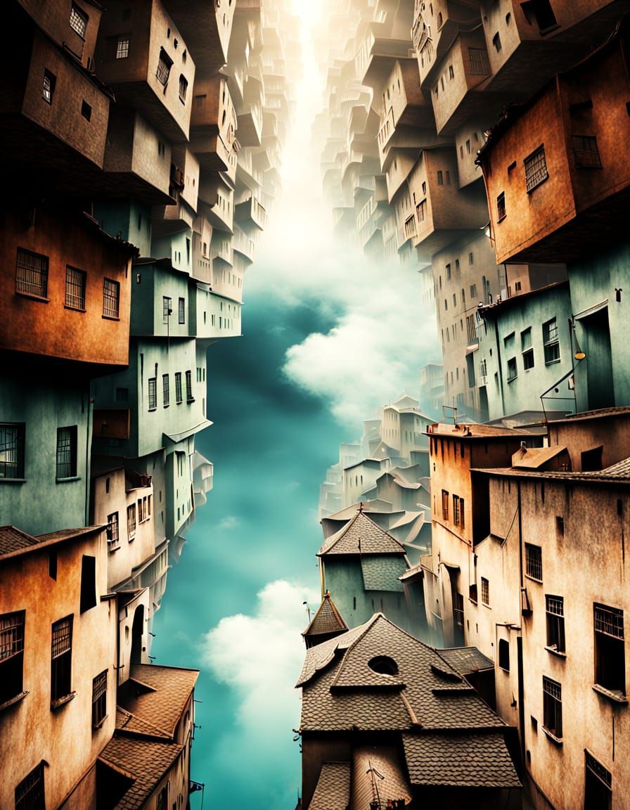 Breathtaking Surreal Cityscape Upside Down
