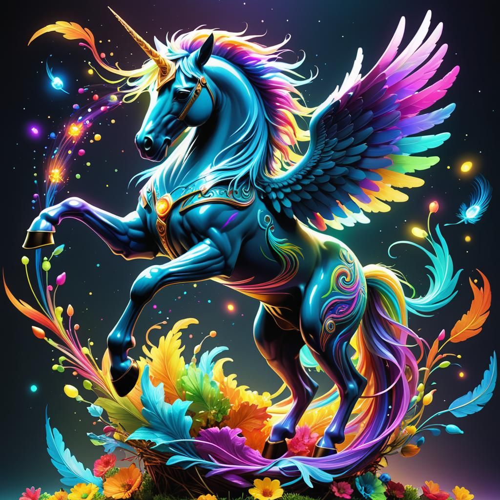 Bioluminescent Pegasus in a Cornucopia of Colors
