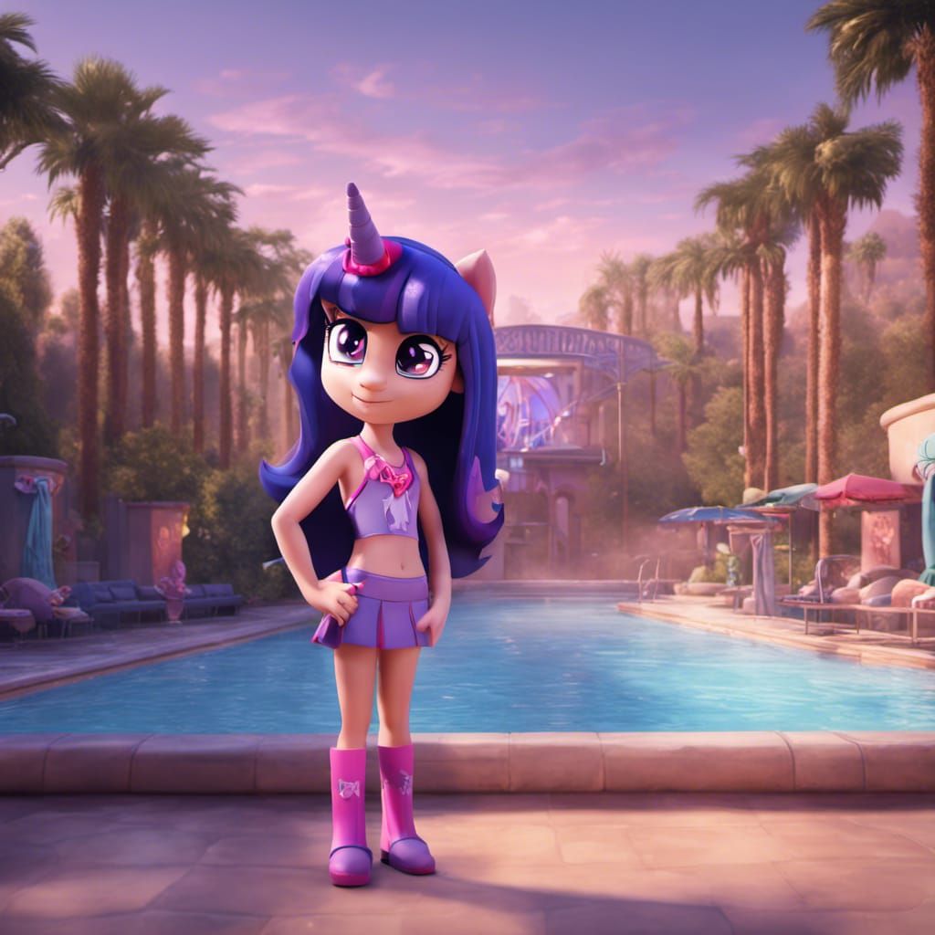 Twilight Sparkle at Arizona Pool: Detailed Matte Painting