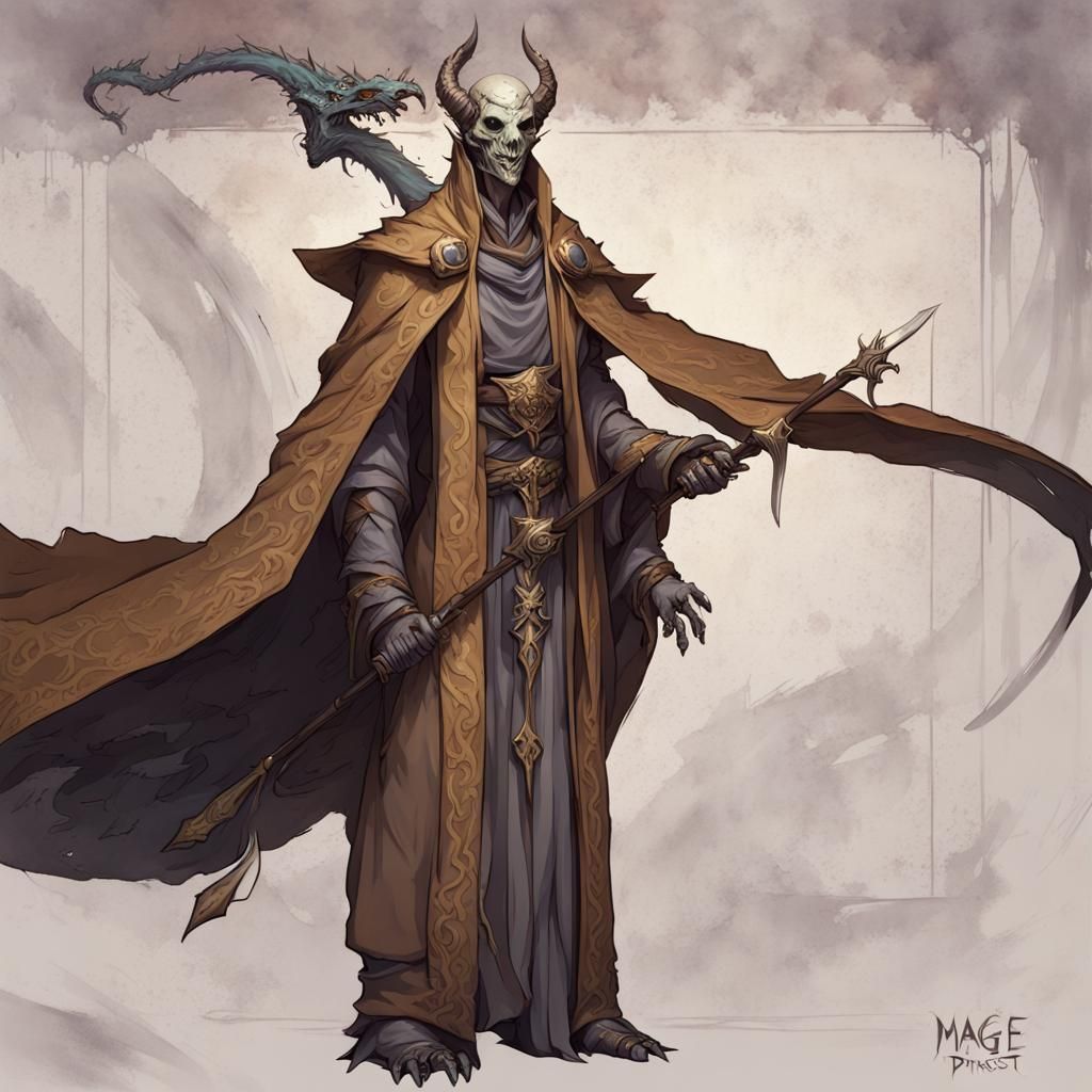 Undead Dragon Priest with Mask and Staff