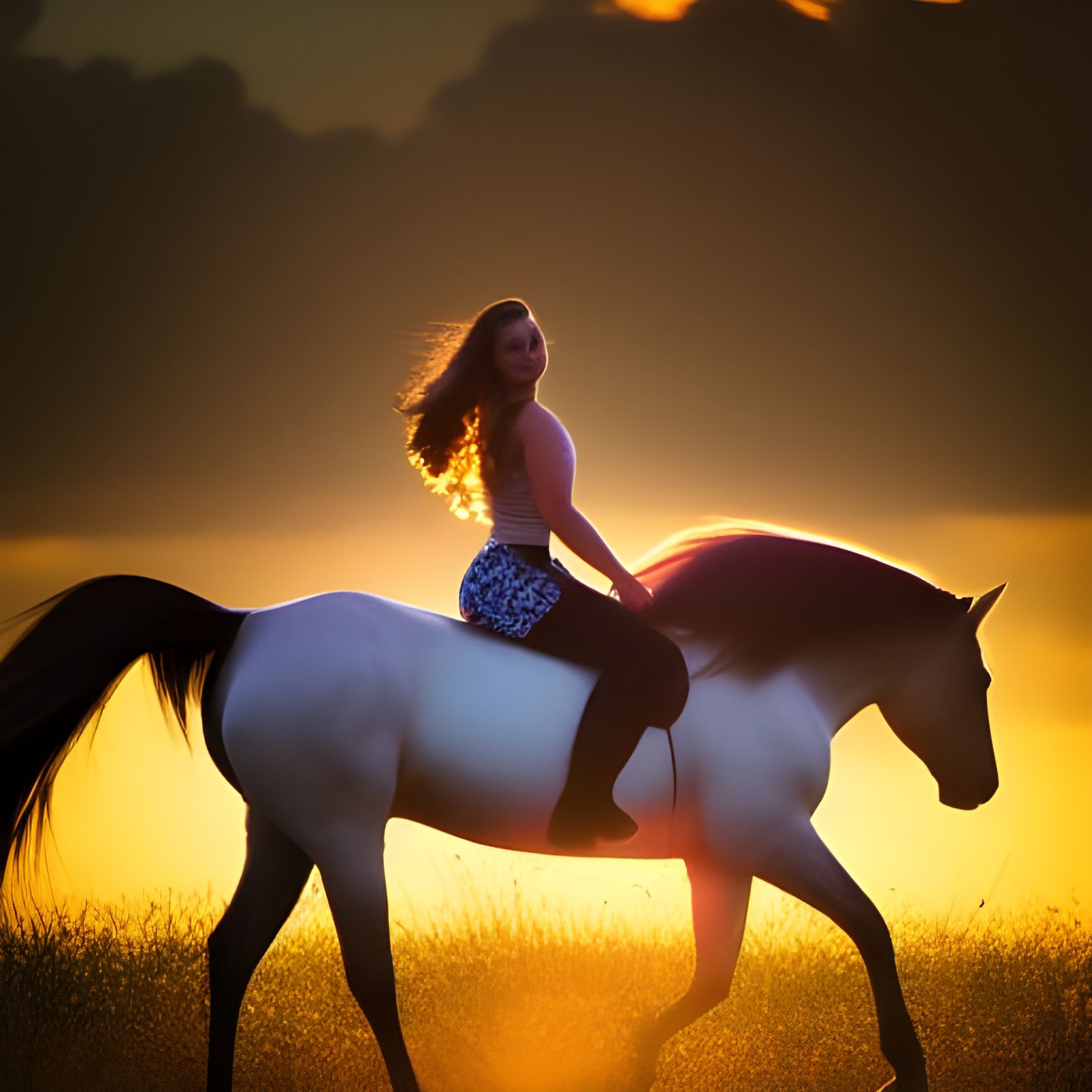 Queen of Horses Rides into Sunset