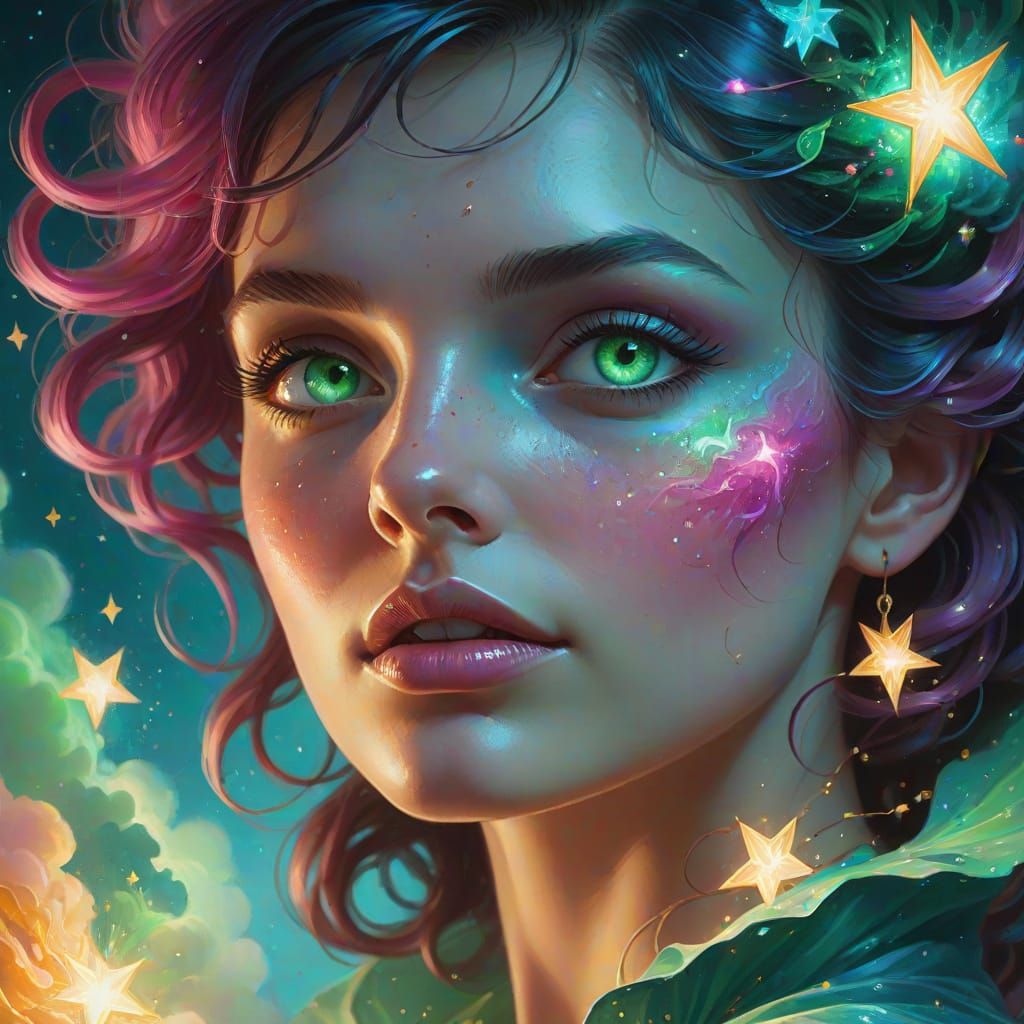 Hyperrealistic Fantasy Portrait in Vibrant Colors