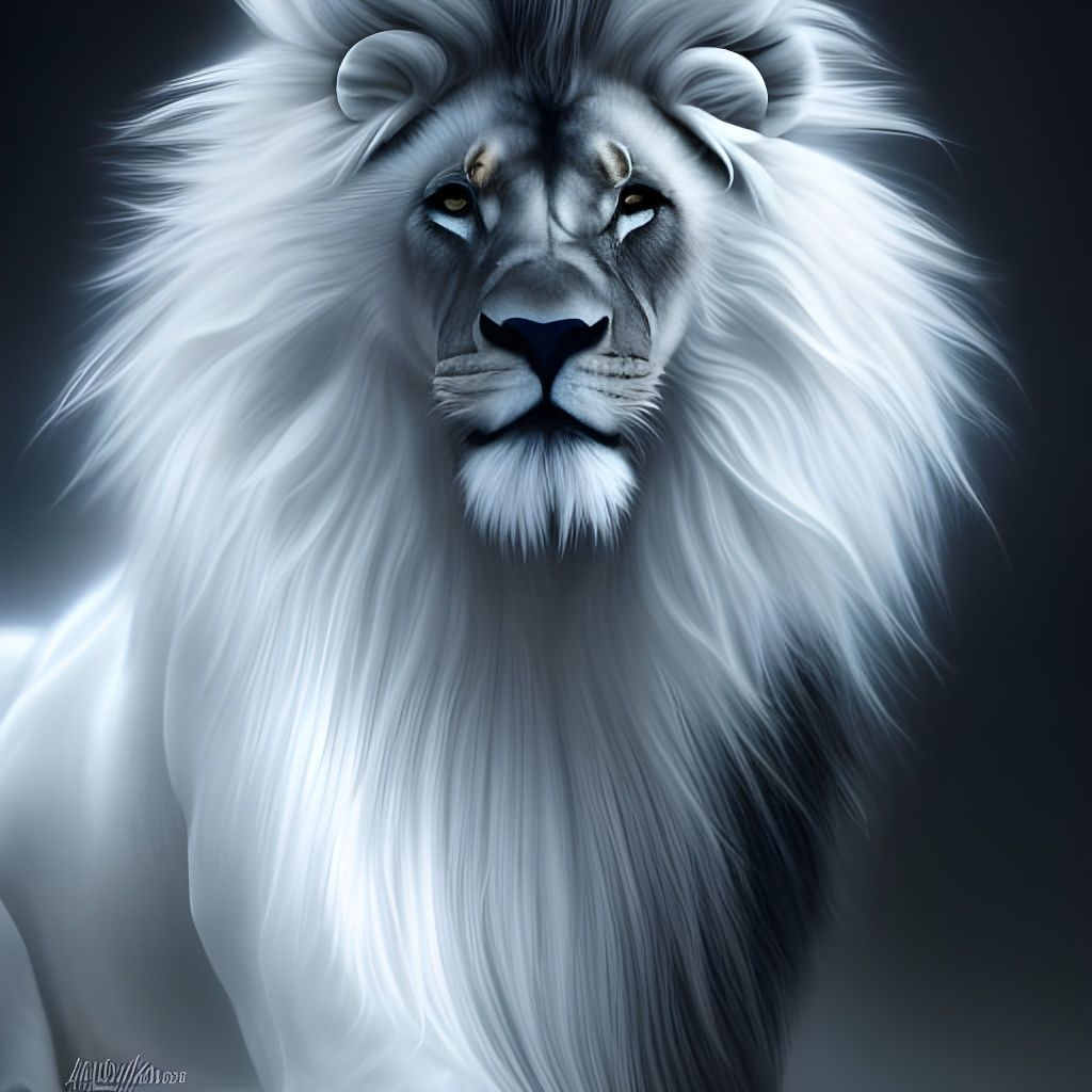 Neon Noir Lion Portrait in Hyper-Detailed Fantasy Art