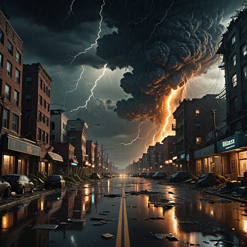 Space Colony Destroyed by Tornadoes: Cinematic Digital Art