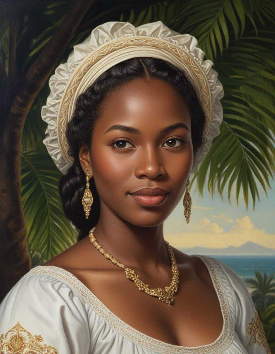 Antiguan Woman Portrait in Rubens Oil Painting Style